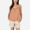 Anna-Kaci Lounge Women's Printed Sleepwear Set with Button-Front Tank Top and Ruffled Hem Shorts
