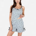 Anna-Kaci Lounge Women's Bow Print Sleepwear Set with Lace Trim Tank Top and Drawstring Shorts