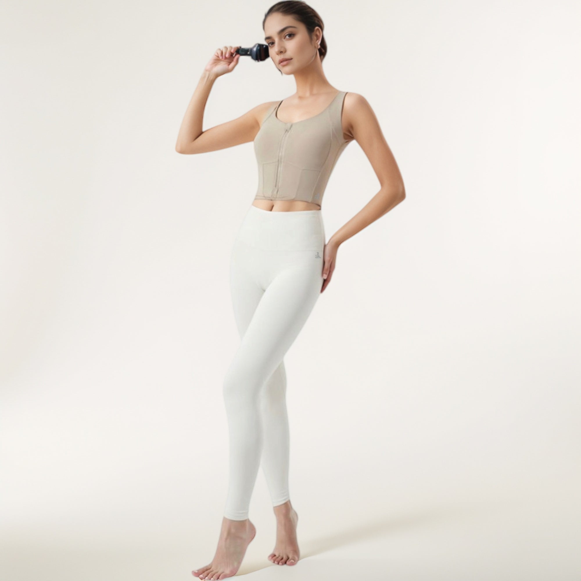 Anna-Kaci Women's Zip-Up Cropped Athletic Tank Top with Built-In Bra and Contoured Seam Design