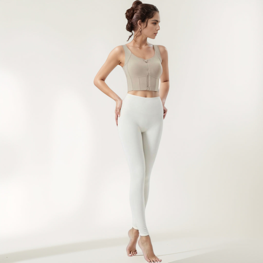 Anna-Kaci Women's Zip-Up Cropped Athletic Tank Top with Built-In Bra and Contoured Seam Design