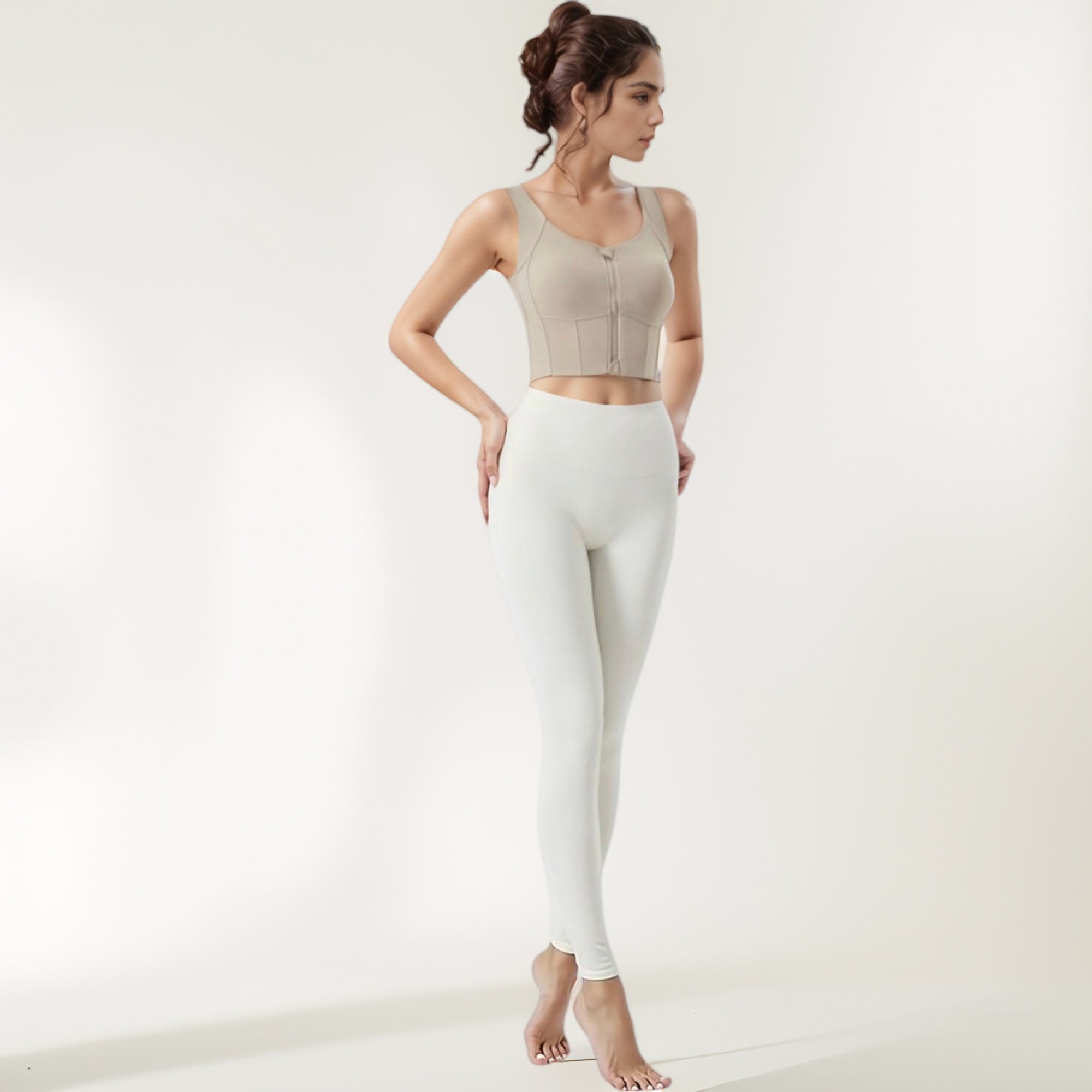 Anna-Kaci Women's Zip-Up Cropped Athletic Tank Top with Built-In Bra and Contoured Seam Design