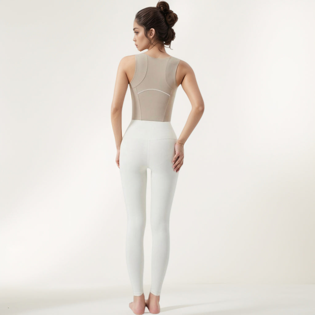 Anna-Kaci Women's Zip-Up Cropped Athletic Tank Top with Built-In Bra and Contoured Seam Design