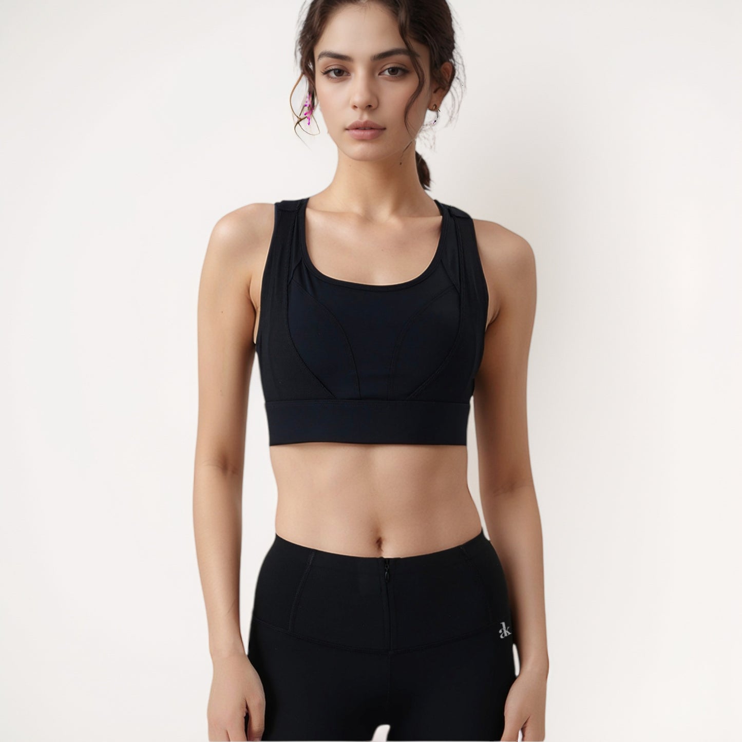 Anna-Kaci Women's High Support Athletic Sports Bra with Scoop Neck and Wide Adjustable Straps