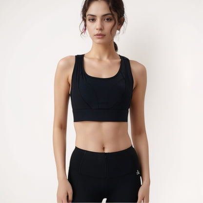 Anna-Kaci Women's High Support Athletic Sports Bra with Scoop Neck and Wide Adjustable Straps