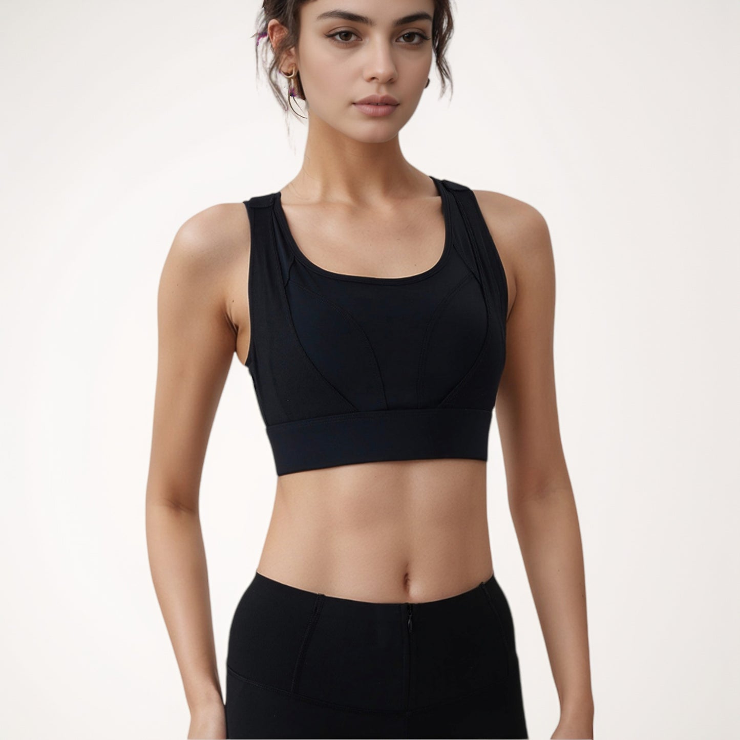 Anna-Kaci Women's High Support Athletic Sports Bra with Scoop Neck and Wide Adjustable Straps