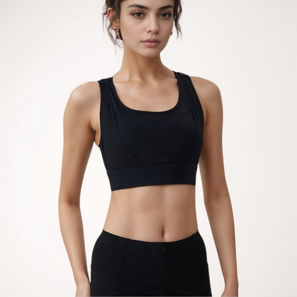 Anna-Kaci Women's High Support Athletic Sports Bra with Scoop Neck and Wide Adjustable Straps