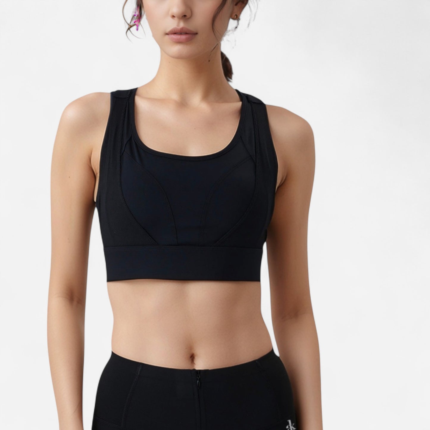 Anna-Kaci Women's High Support Athletic Sports Bra with Scoop Neck and Wide Adjustable Straps