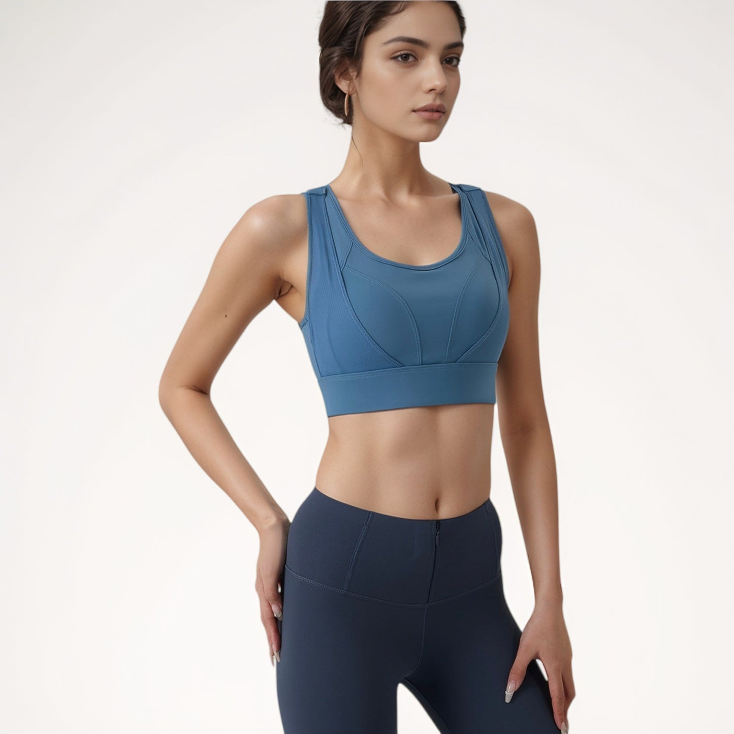 Anna-Kaci Women's High Support Athletic Sports Bra with Scoop Neck and Wide Adjustable Straps