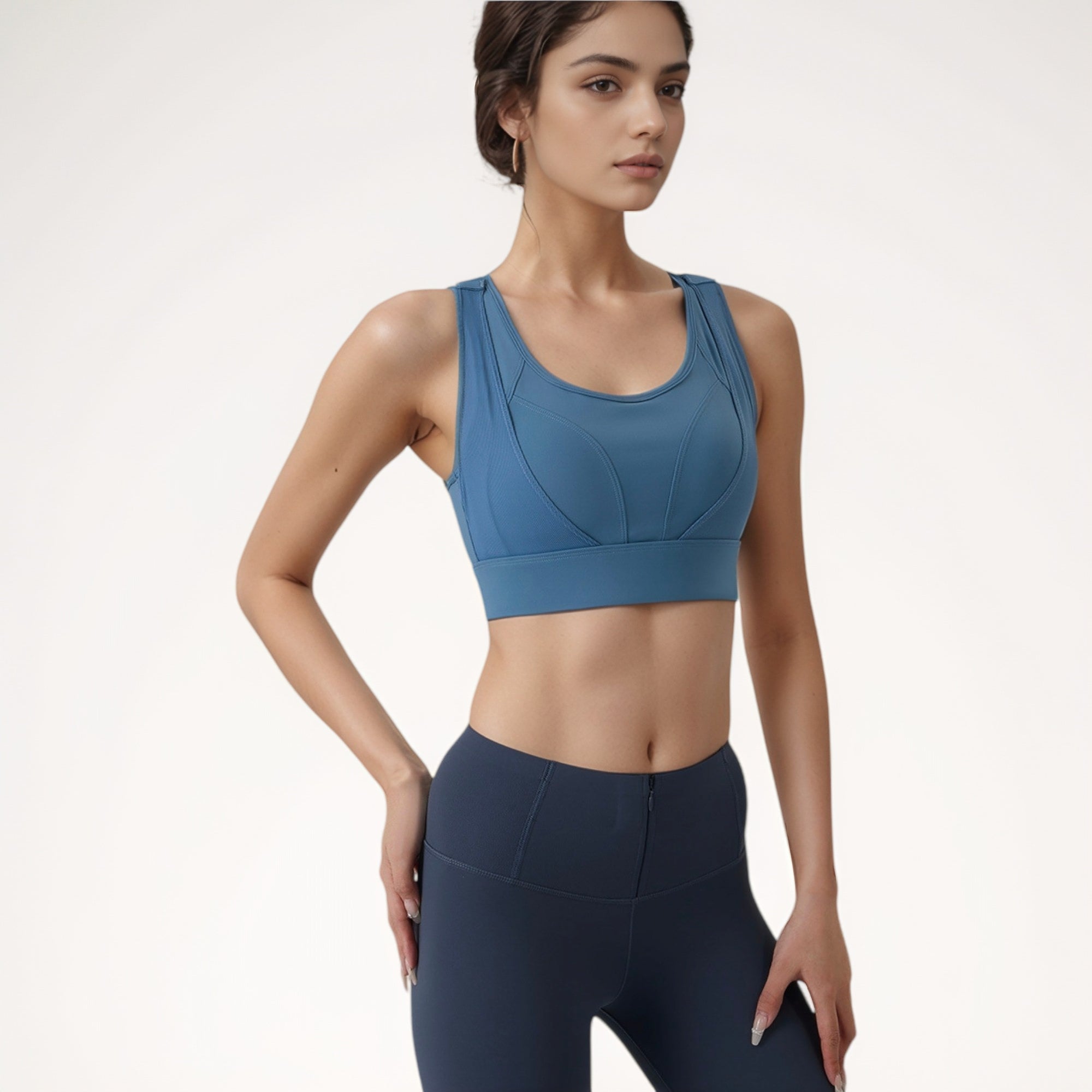 Anna-Kaci Women's High Support Athletic Sports Bra with Scoop Neck and Wide Adjustable Straps