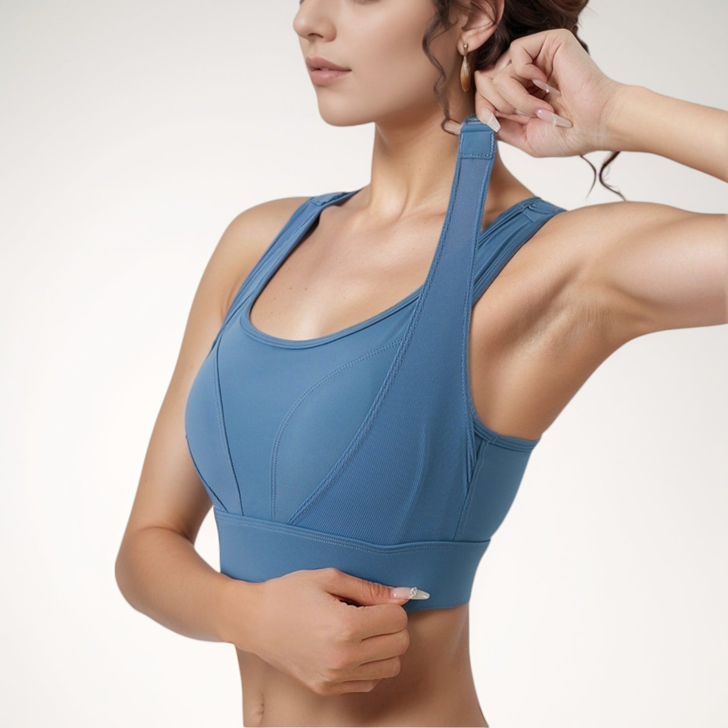 Anna-Kaci Women's High Support Athletic Sports Bra with Scoop Neck and Wide Adjustable Straps