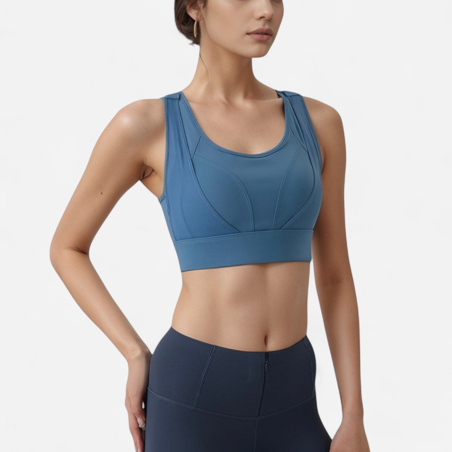 Anna-Kaci Women's High Support Athletic Sports Bra with Scoop Neck and Wide Adjustable Straps
