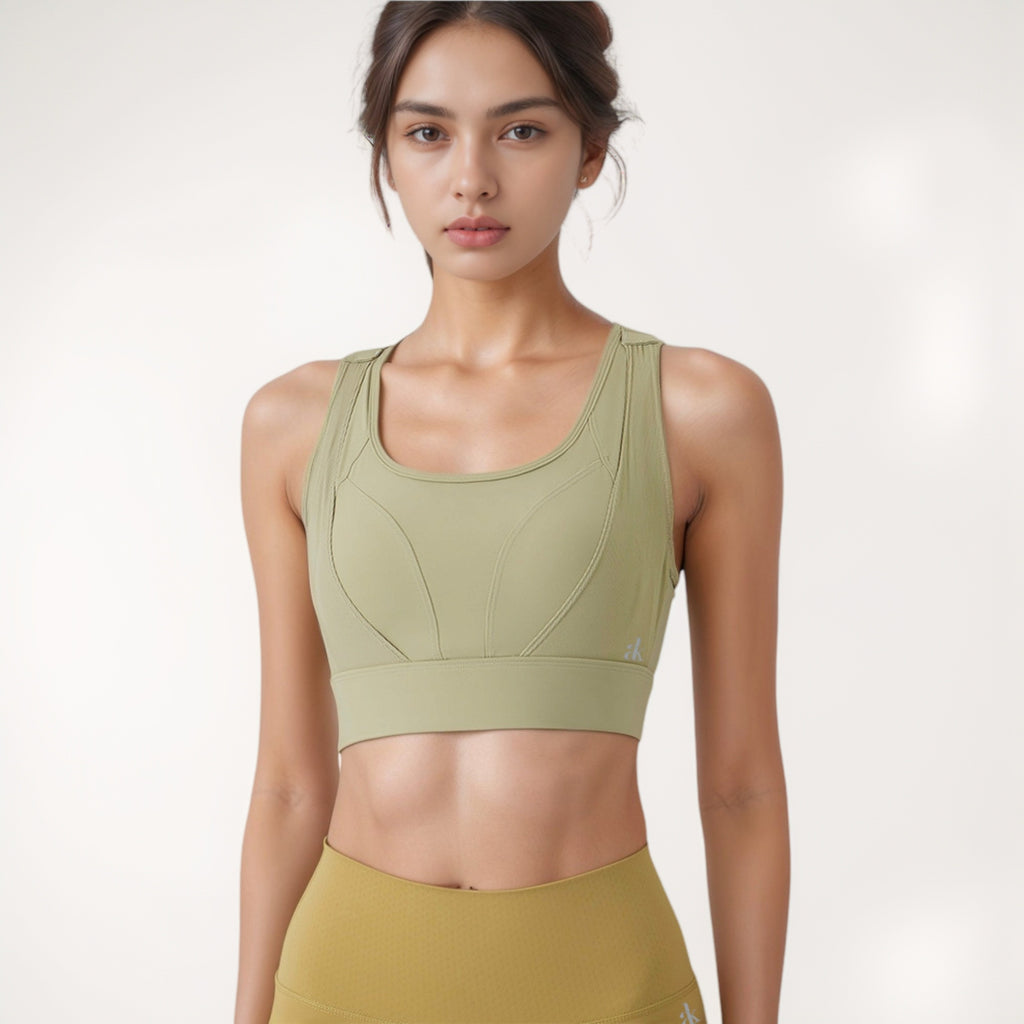 Anna-Kaci Women's High Support Athletic Sports Bra with Scoop Neck and Wide Adjustable Straps