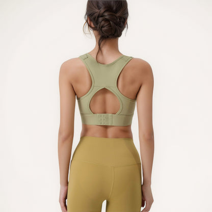 Anna-Kaci Women's High Support Athletic Sports Bra with Scoop Neck and Wide Adjustable Straps