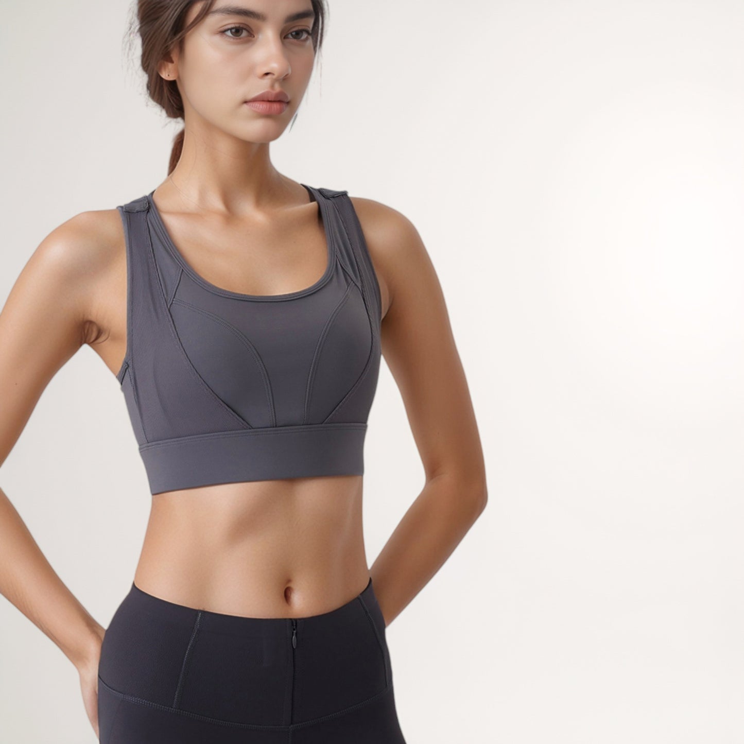 Anna-Kaci Women's High Support Athletic Sports Bra with Scoop Neck and Wide Adjustable Straps