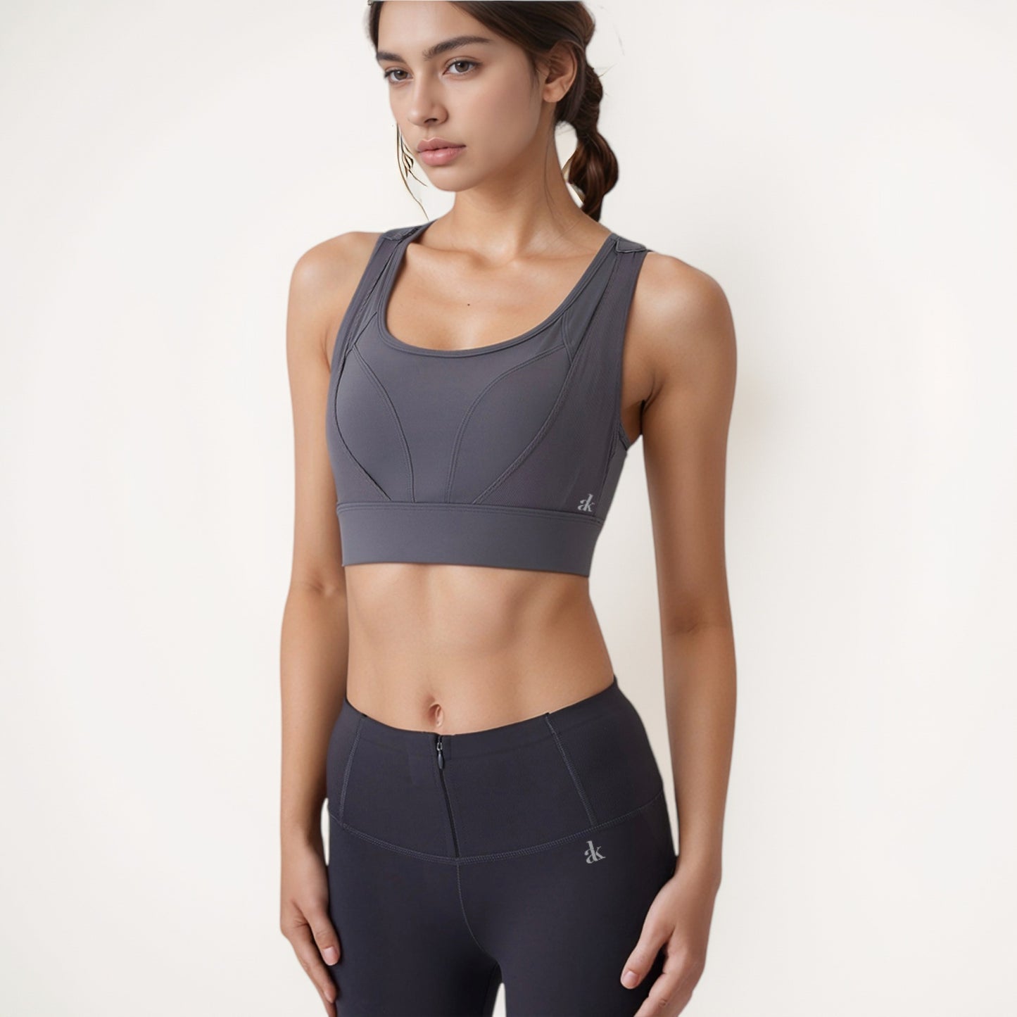 Anna-Kaci Women's High Support Athletic Sports Bra with Scoop Neck and Wide Adjustable Straps
