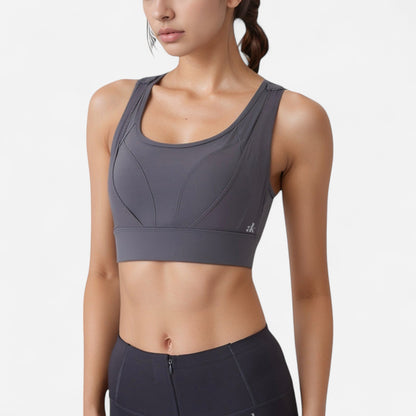 Anna-Kaci Women's High Support Athletic Sports Bra with Scoop Neck and Wide Adjustable Straps