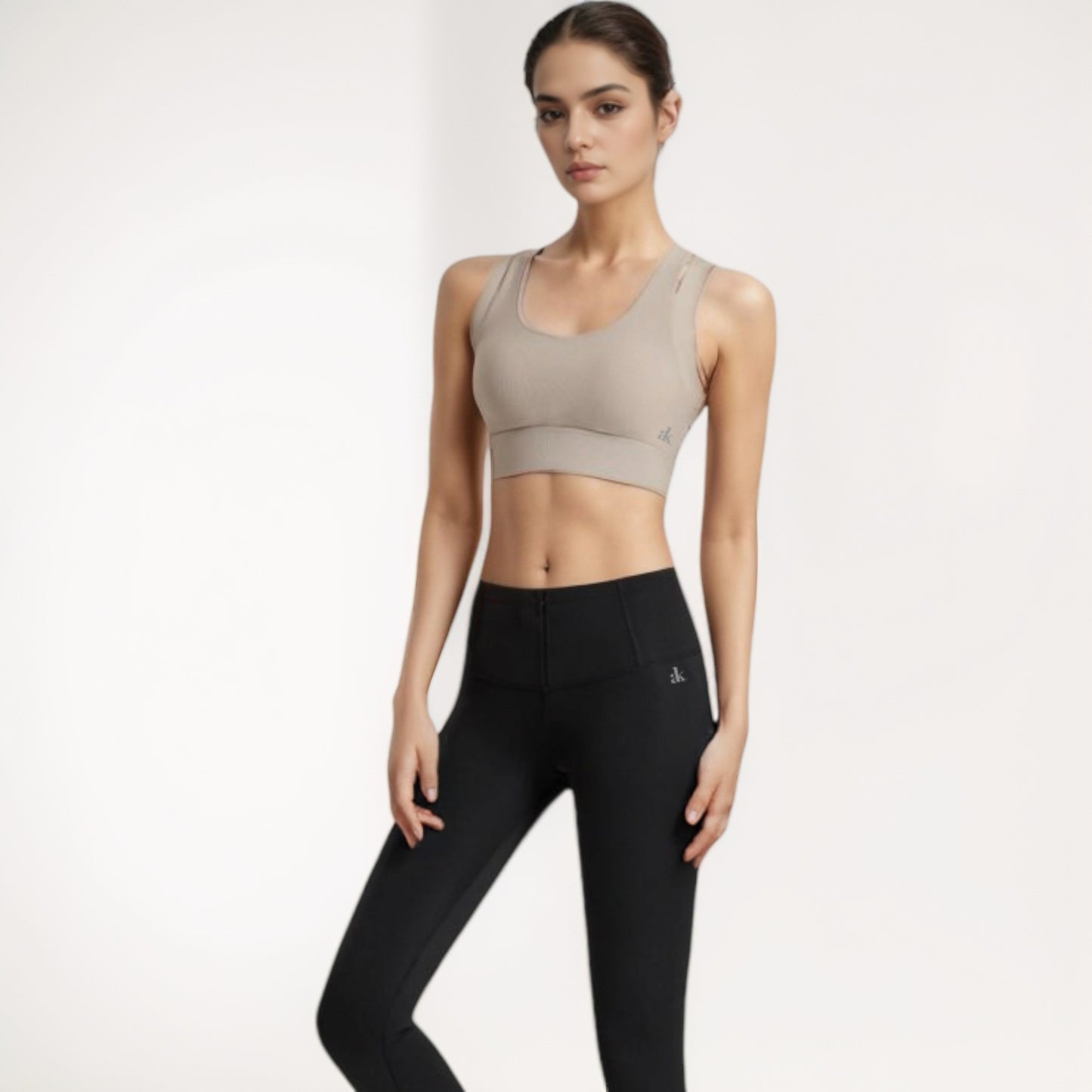Anna-Kaci Women's Scoop Neck Sports Bra with Wide Shoulder Straps and Seamless Fitted Design