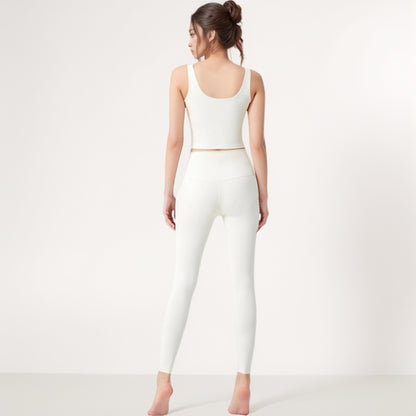 Anna-Kaci Women's Square Neck Cropped Sports Tank Top with Wide Shoulder Straps and Smooth Seamless Finish