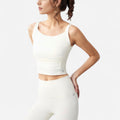 Anna-Kaci Women's Square Neck Cropped Sports Tank Top with Wide Shoulder Straps and Smooth Seamless Finish