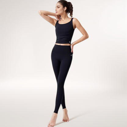 Anna-Kaci Women's Square Neck Cropped Sports Tank Top with Wide Shoulder Straps and Smooth Seamless Finish