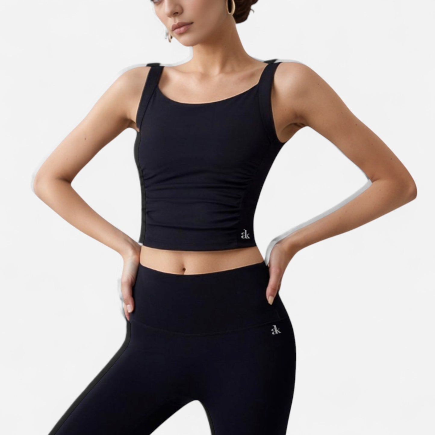 Anna-Kaci Women's Square Neck Cropped Sports Tank Top with Wide Shoulder Straps and Smooth Seamless Finish