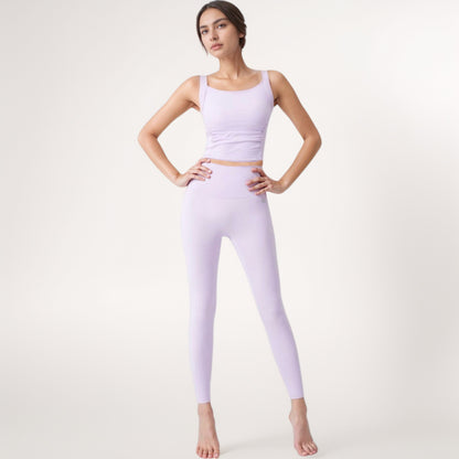 Anna-Kaci Women's Square Neck Cropped Sports Tank Top with Wide Shoulder Straps and Smooth Seamless Finish