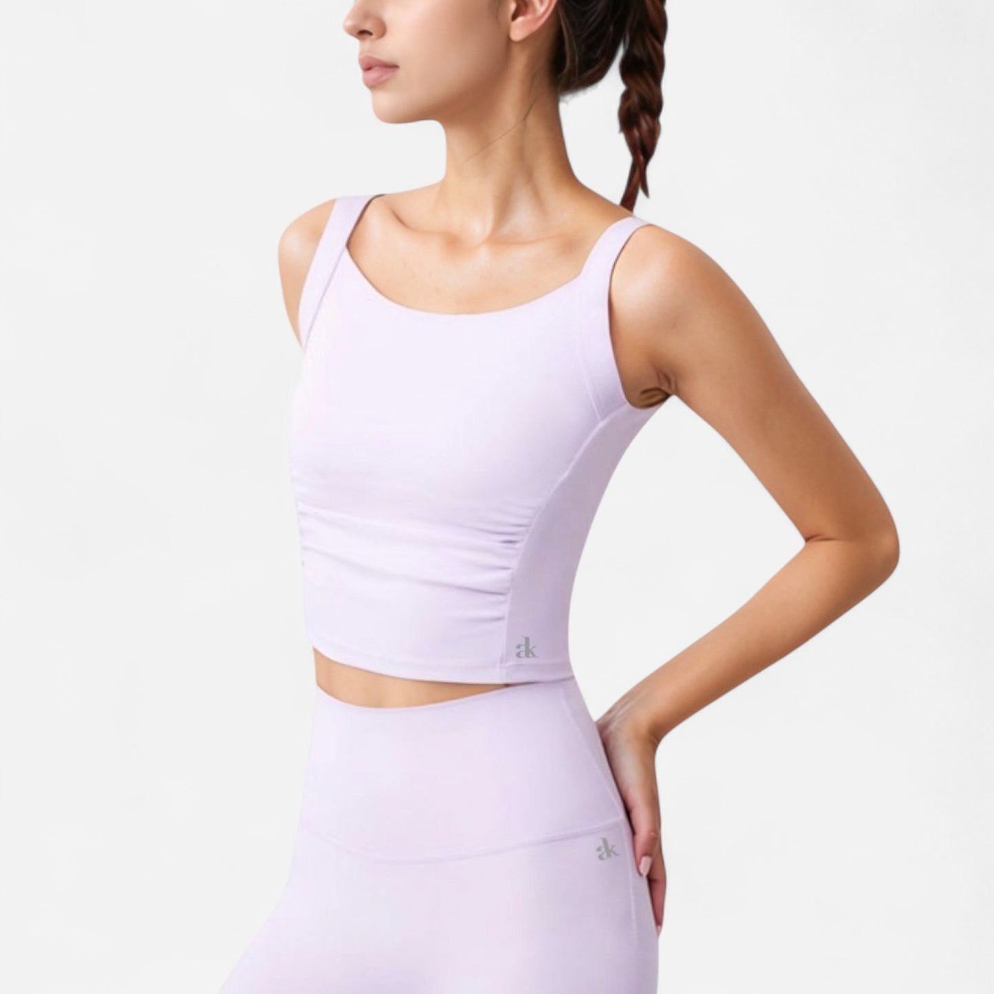 Anna-Kaci Women's Square Neck Cropped Sports Tank Top with Wide Shoulder Straps and Smooth Seamless Finish