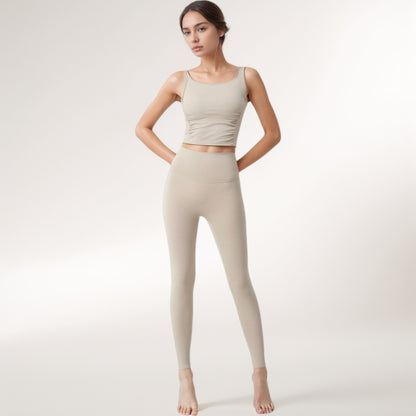 Anna-Kaci Women's Square Neck Cropped Sports Tank Top with Wide Shoulder Straps and Smooth Seamless Finish