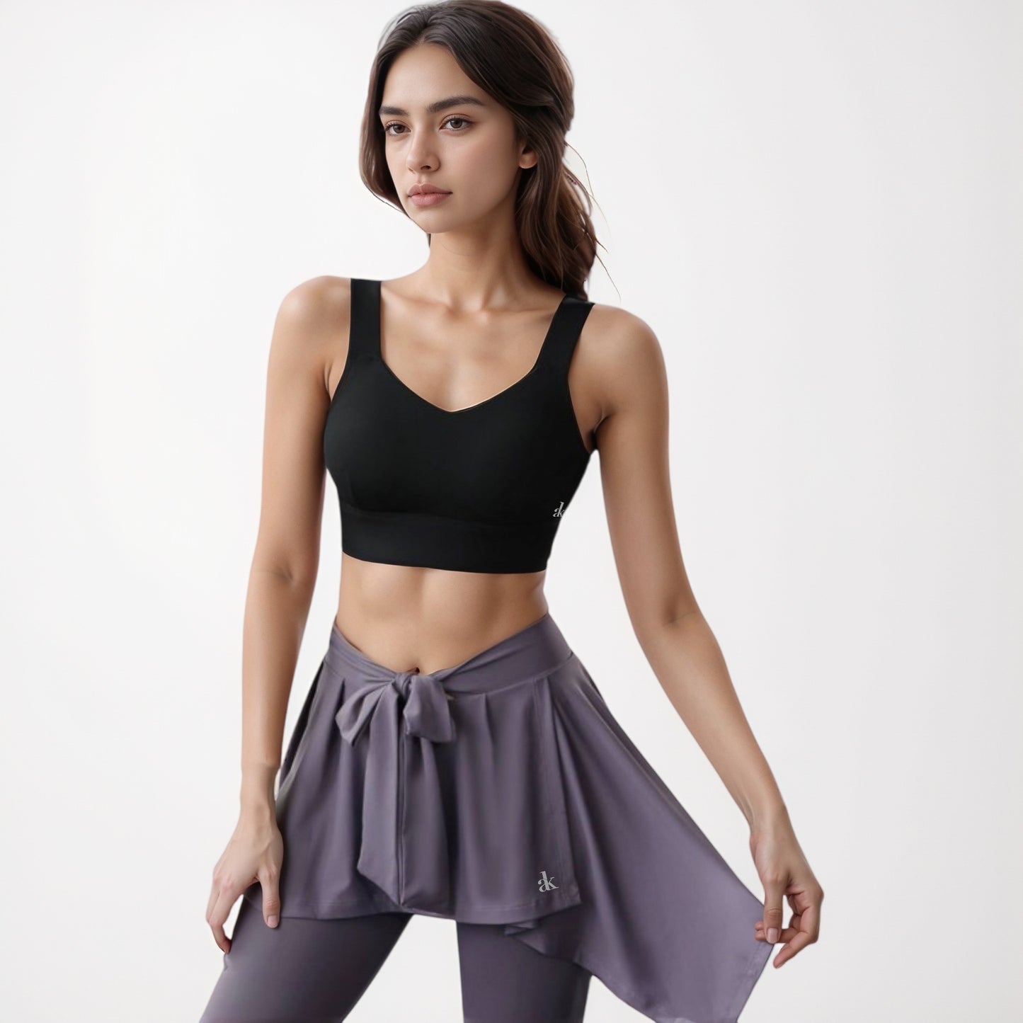 Anna-Kaci Women's Adjustable Hook Back Sports Bra with Wide Shoulder Straps and Scoop Neck Front Design