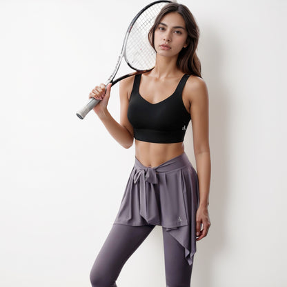 Anna-Kaci Women's Adjustable Hook Back Sports Bra with Wide Shoulder Straps and Scoop Neck Front Design
