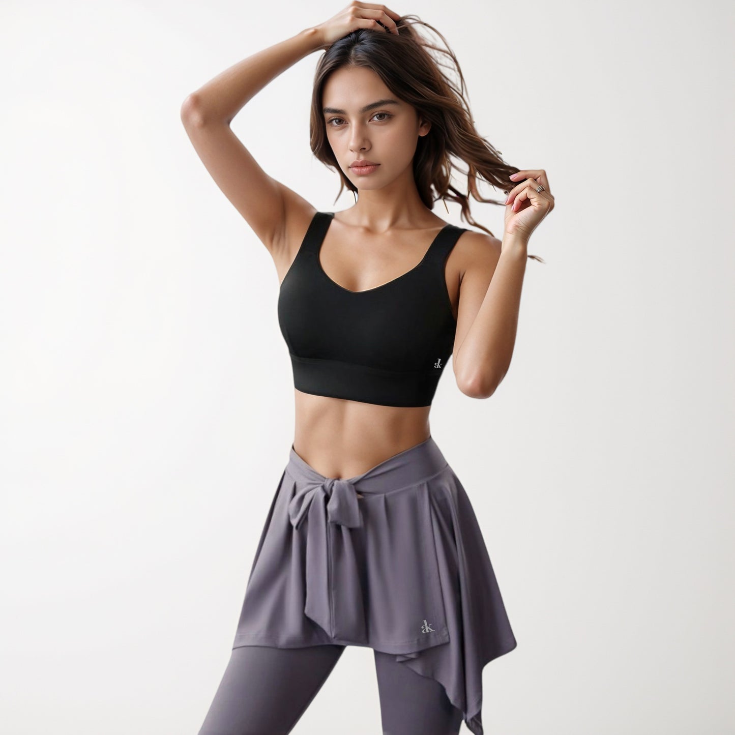 Anna-Kaci Women's Adjustable Hook Back Sports Bra with Wide Shoulder Straps and Scoop Neck Front Design