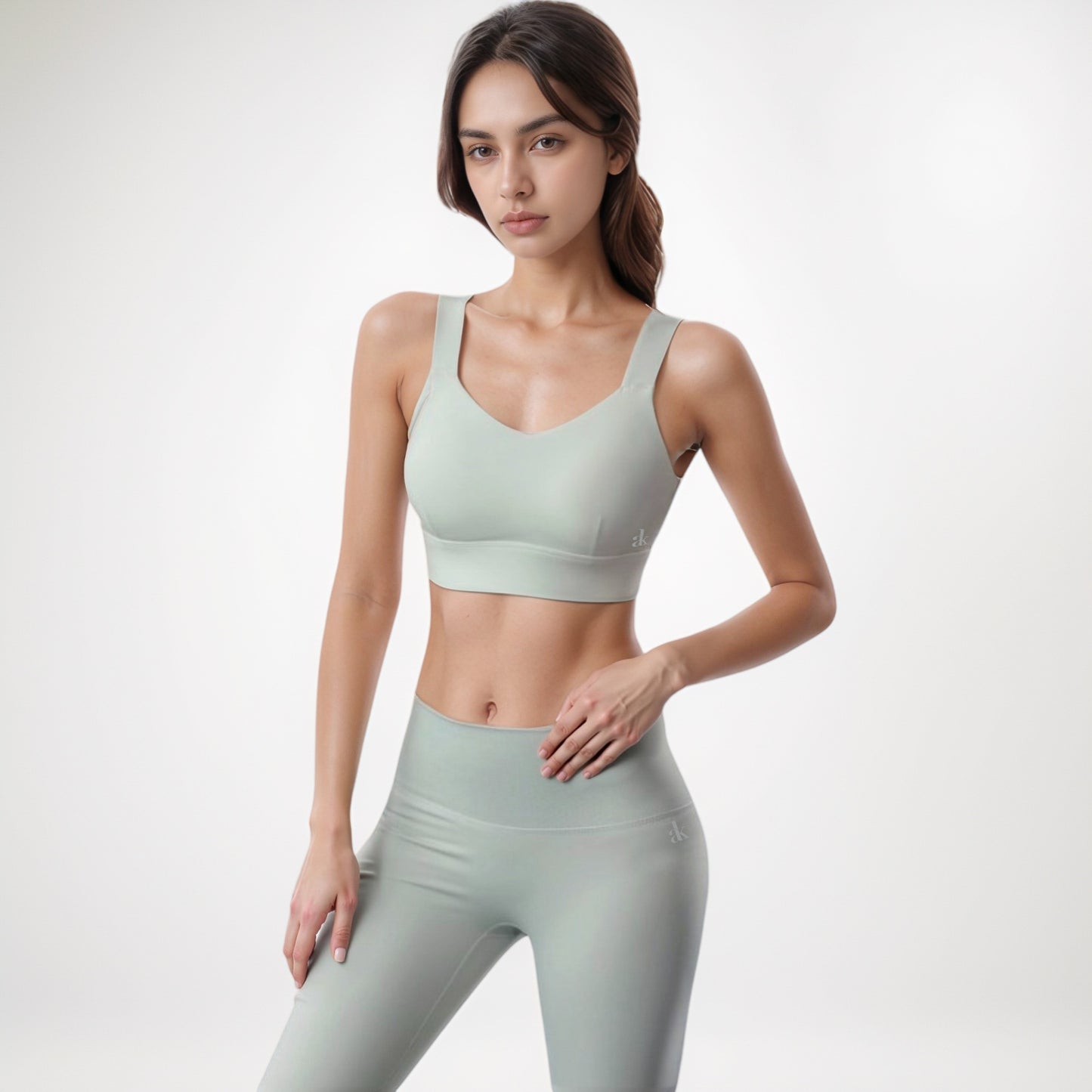 Anna-Kaci Women's Adjustable Hook Back Sports Bra with Wide Shoulder Straps and Scoop Neck Front Design