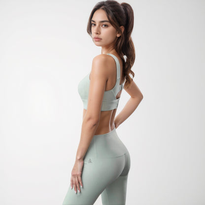 Anna-Kaci Women's Adjustable Hook Back Sports Bra with Wide Shoulder Straps and Scoop Neck Front Design