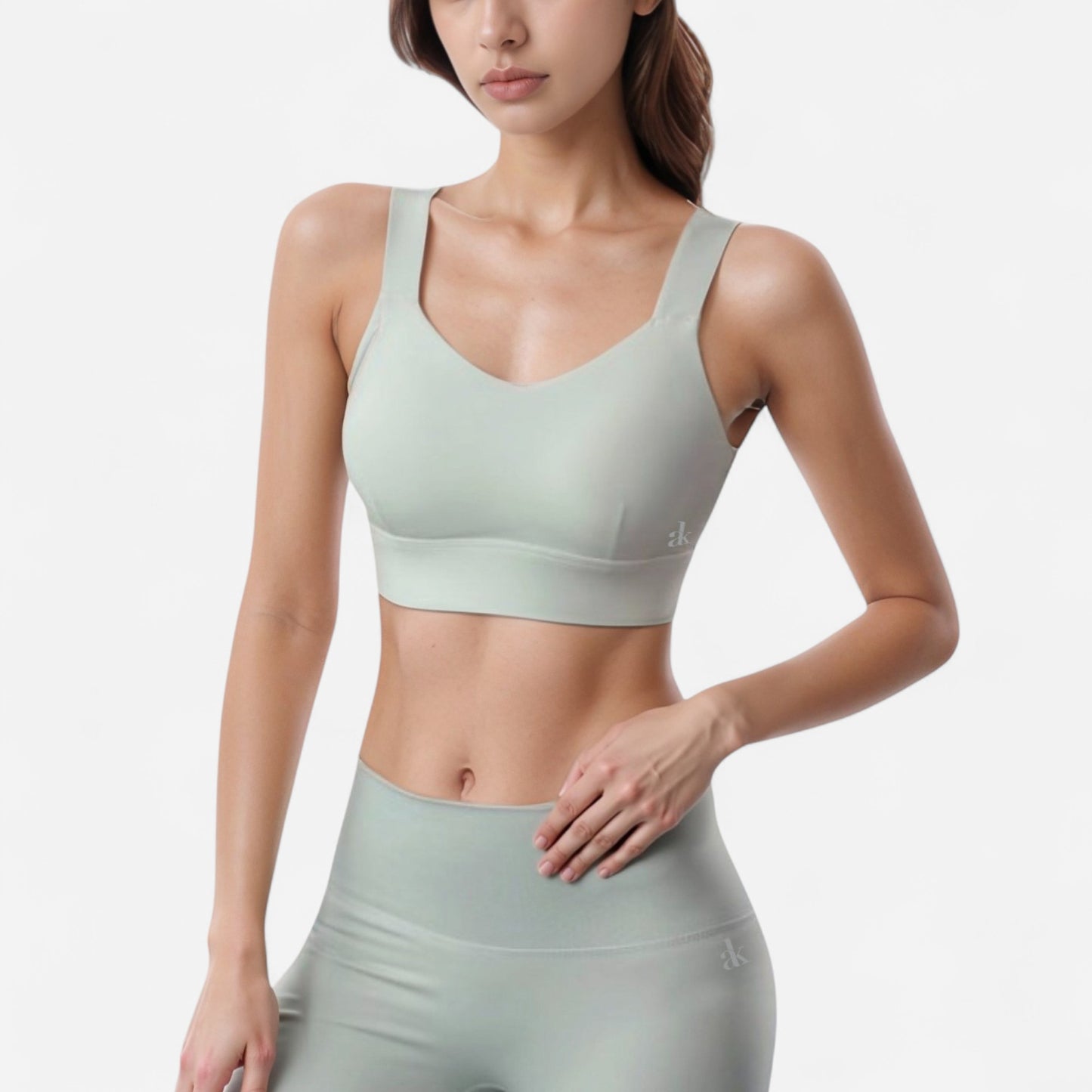 Anna-Kaci Women's Adjustable Hook Back Sports Bra with Wide Shoulder Straps and Scoop Neck Front Design