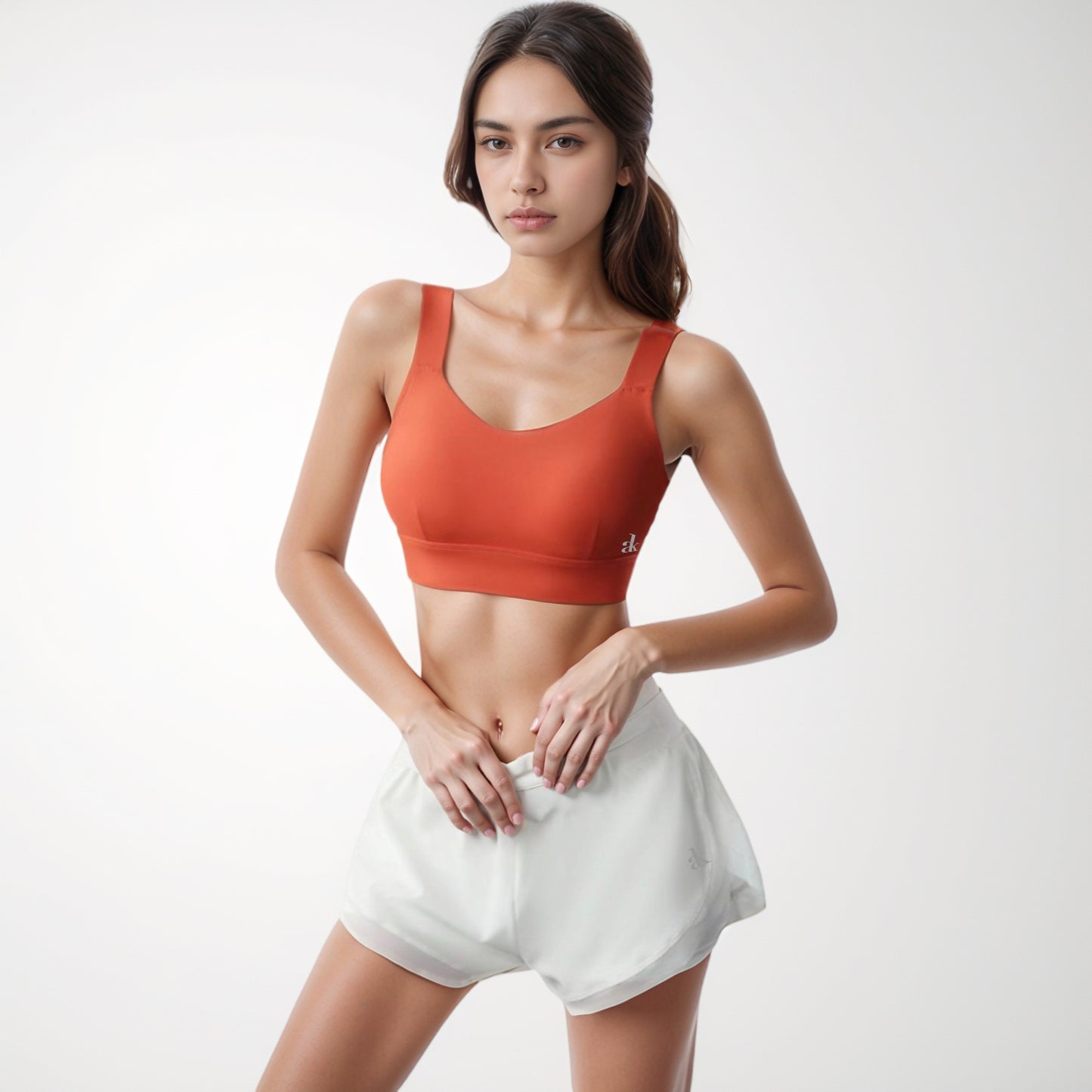 Anna-Kaci Women's Adjustable Hook Back Sports Bra with Wide Shoulder Straps and Scoop Neck Front Design