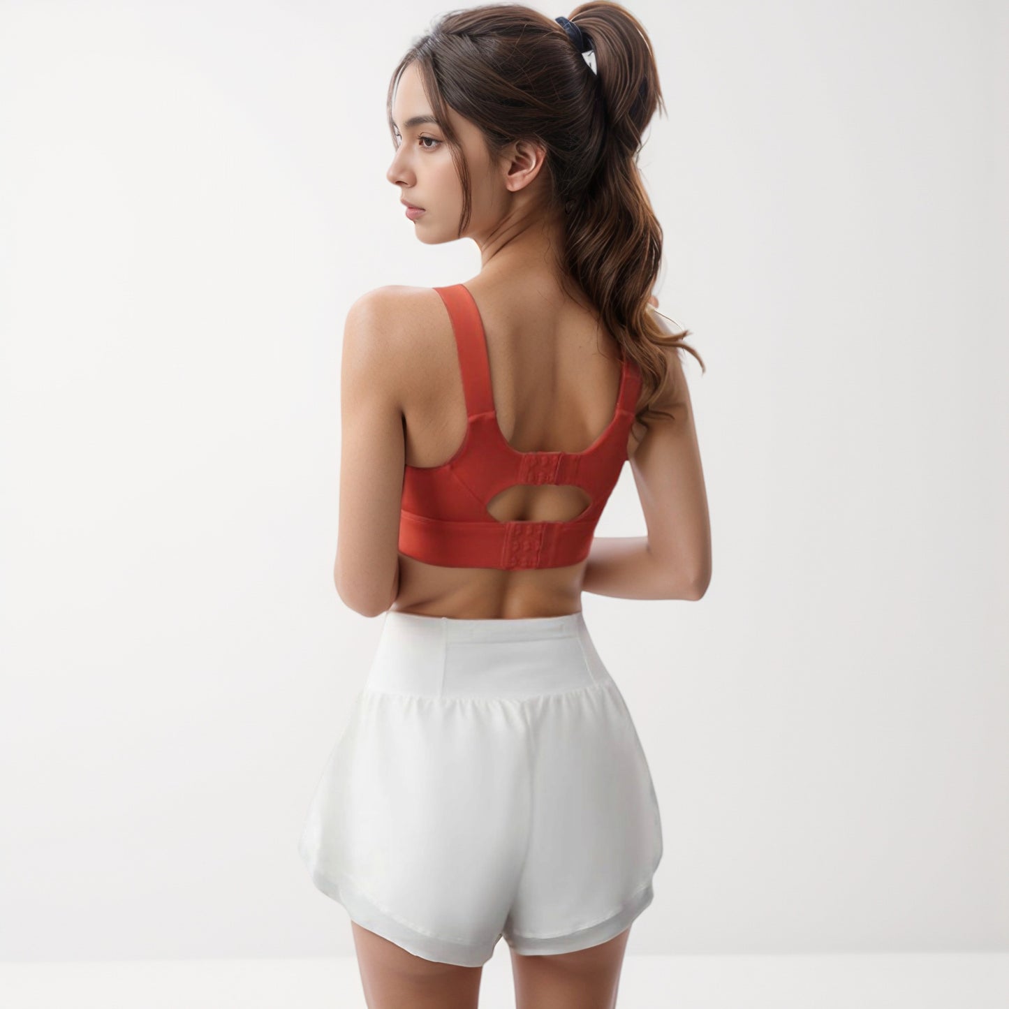 Anna-Kaci Women's Adjustable Hook Back Sports Bra with Wide Shoulder Straps and Scoop Neck Front Design