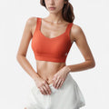 Anna-Kaci Women's Adjustable Hook Back Sports Bra with Wide Shoulder Straps and Scoop Neck Front Design