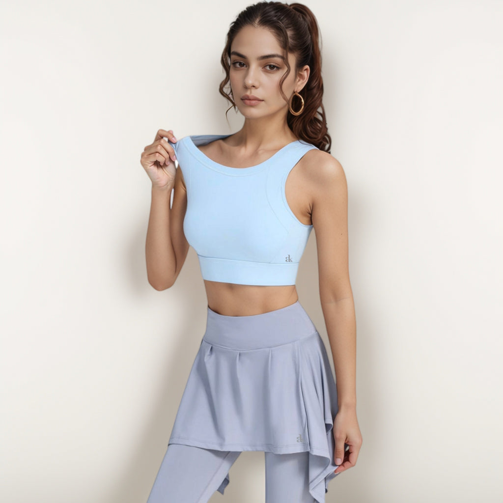 Anna-Kaci Women's Crisscross Back Sports Bra with Cutout Detail and Adjustable Hook Closure