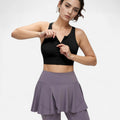 Anna-Kaci Women's Front Zip Sports Crop Top with Scoop Neck and Wide Straps for Support