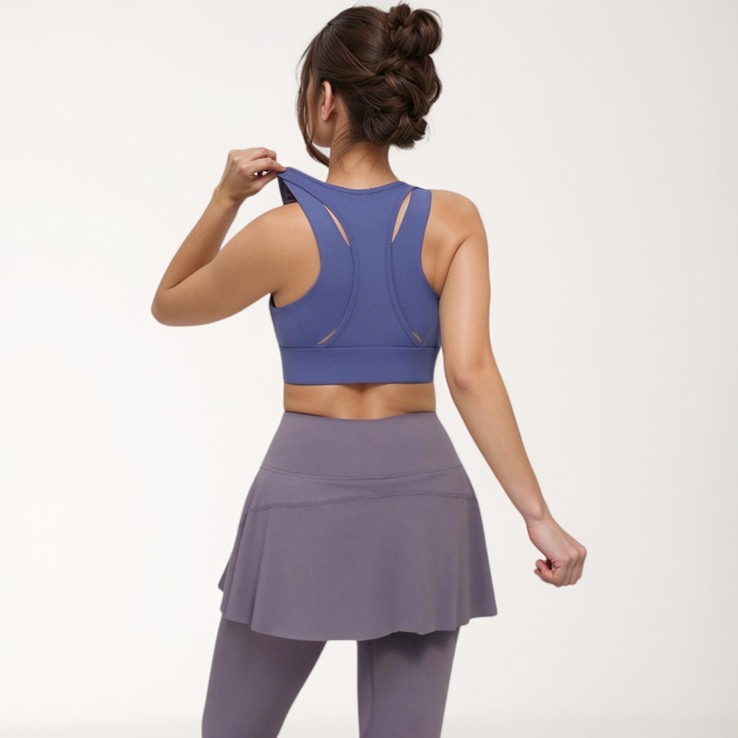 Anna-Kaci Women's Front Zip Sports Crop Top with Scoop Neck and Wide Straps for Support