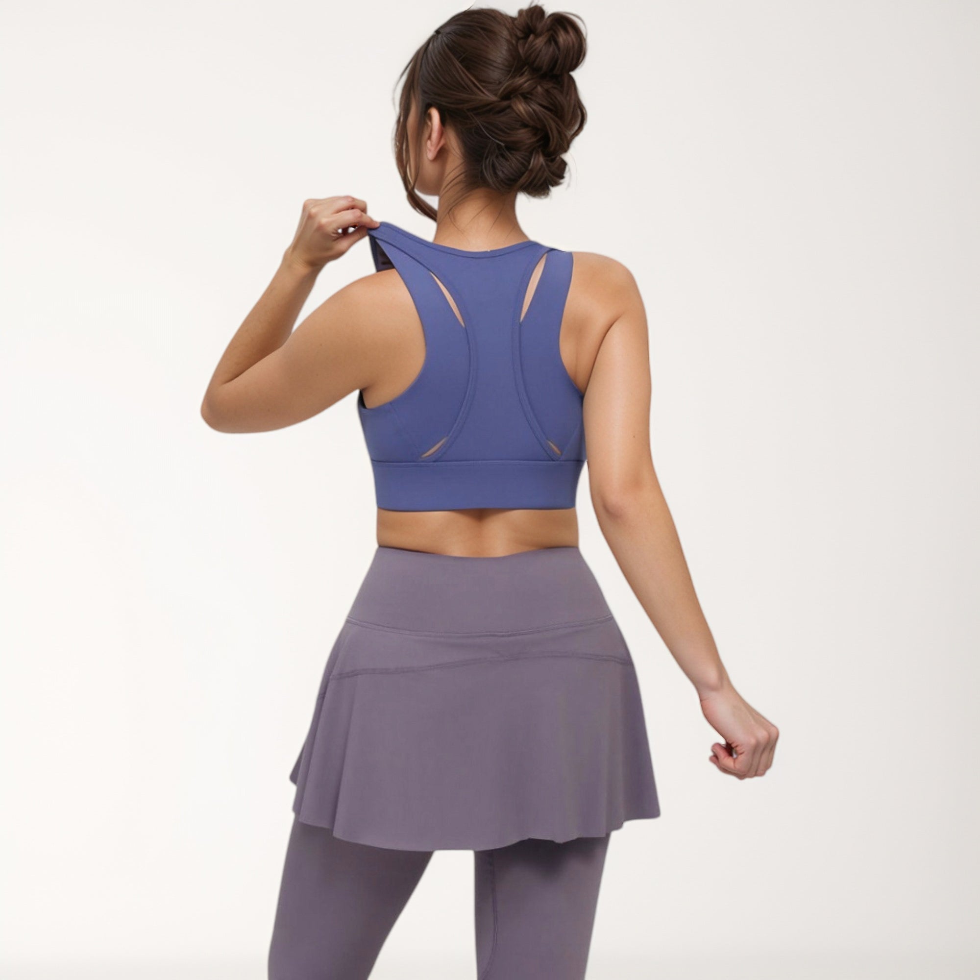 Anna-Kaci Women's Front Zip Sports Crop Top with Scoop Neck and Wide Straps for Support