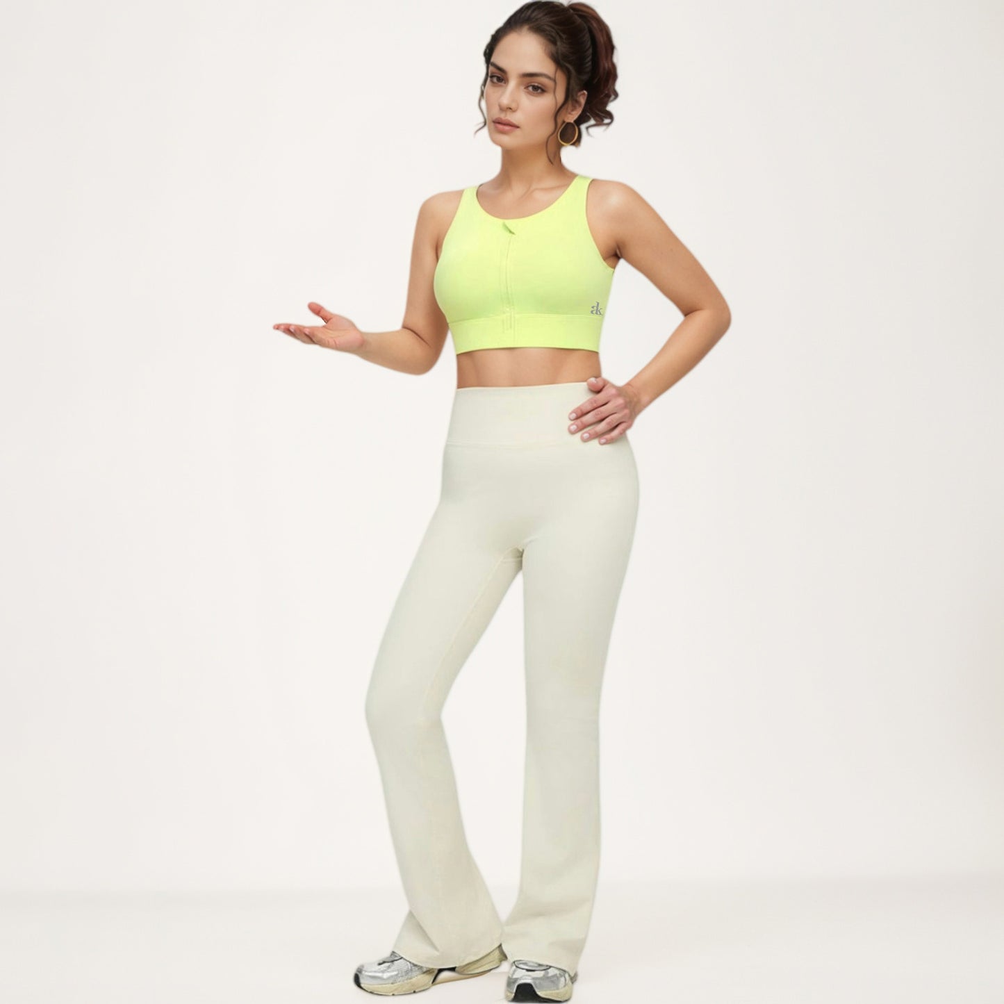 Anna-Kaci Women's Front Zip Sports Crop Top with Scoop Neck and Wide Straps for Support