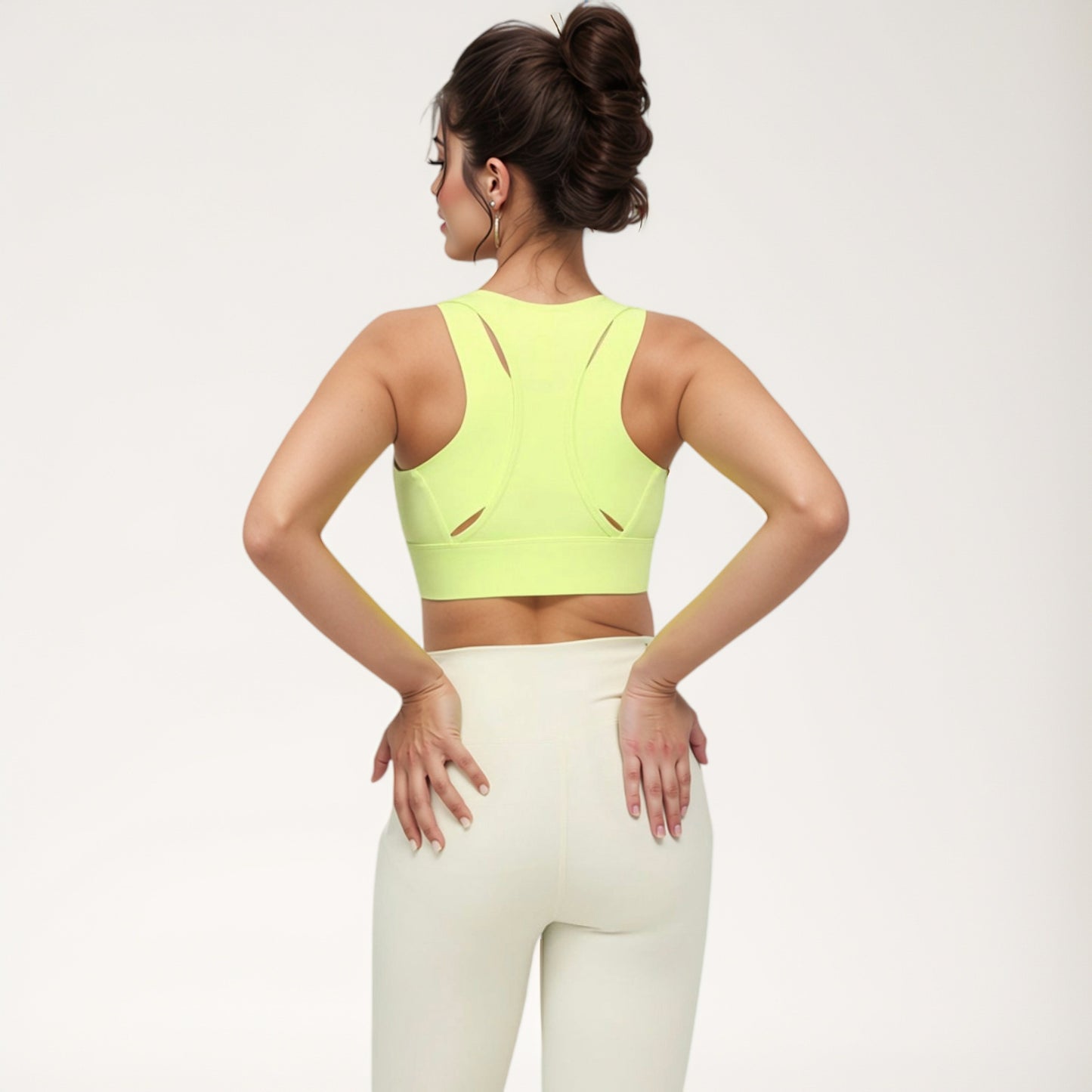 Anna-Kaci Women's Front Zip Sports Crop Top with Scoop Neck and Wide Straps for Support