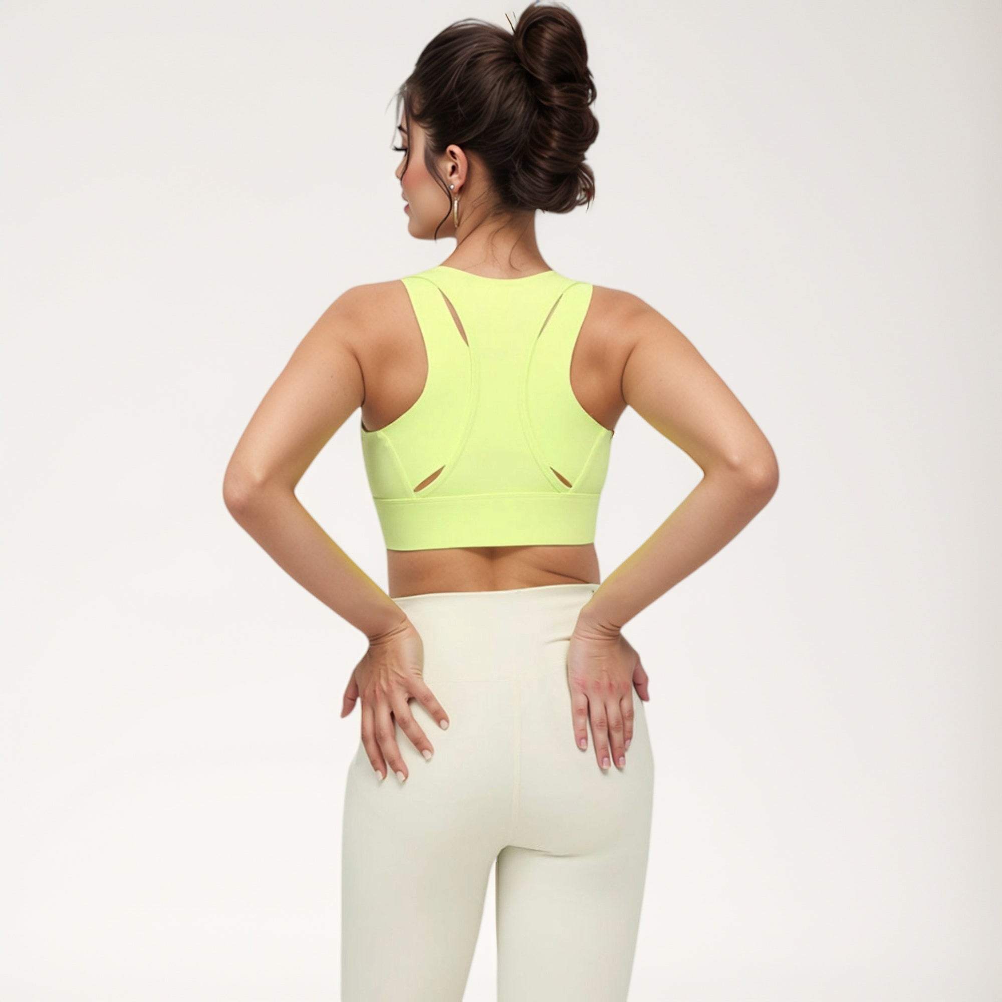 Anna-Kaci Women's Front Zip Sports Crop Top with Scoop Neck and Wide Straps for Support