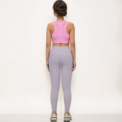 Anna-Kaci Women's Front Zip Sports Crop Top with Scoop Neck and Wide Straps for Support