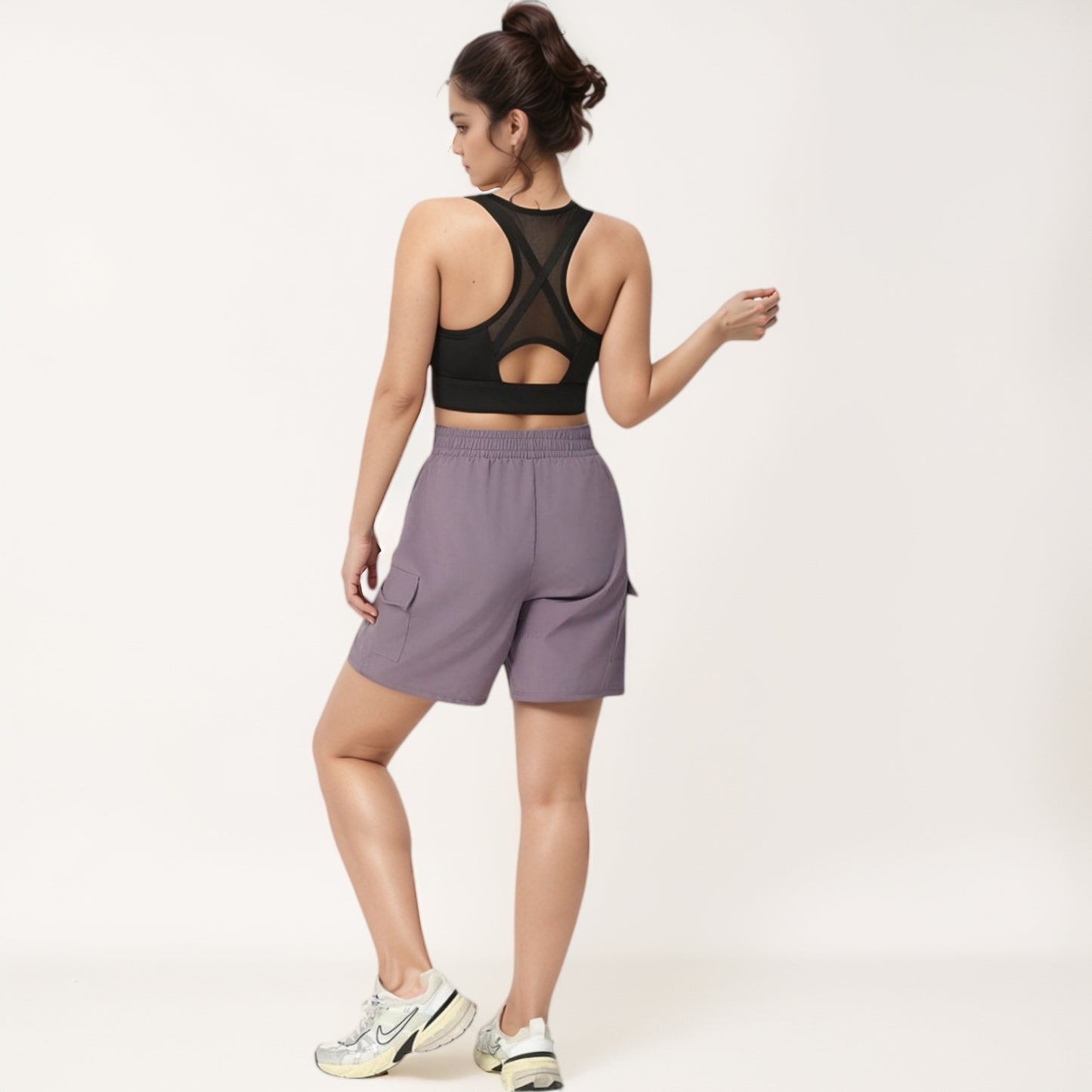 Anna-Kaci Women's Front Zip Crop Sports Bra with Scoop Neckline and Wide Shoulder Straps for Medium Support