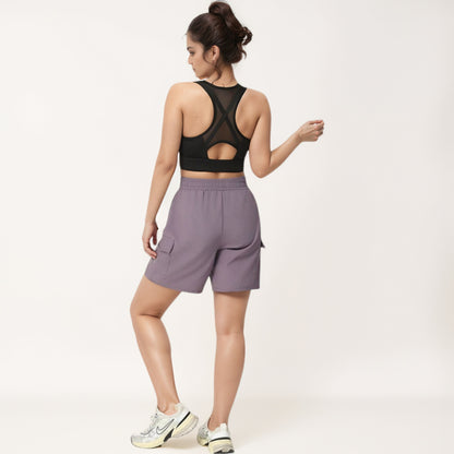 Anna-Kaci Women's Front Zip Crop Sports Bra with Scoop Neckline and Wide Shoulder Straps for Medium Support