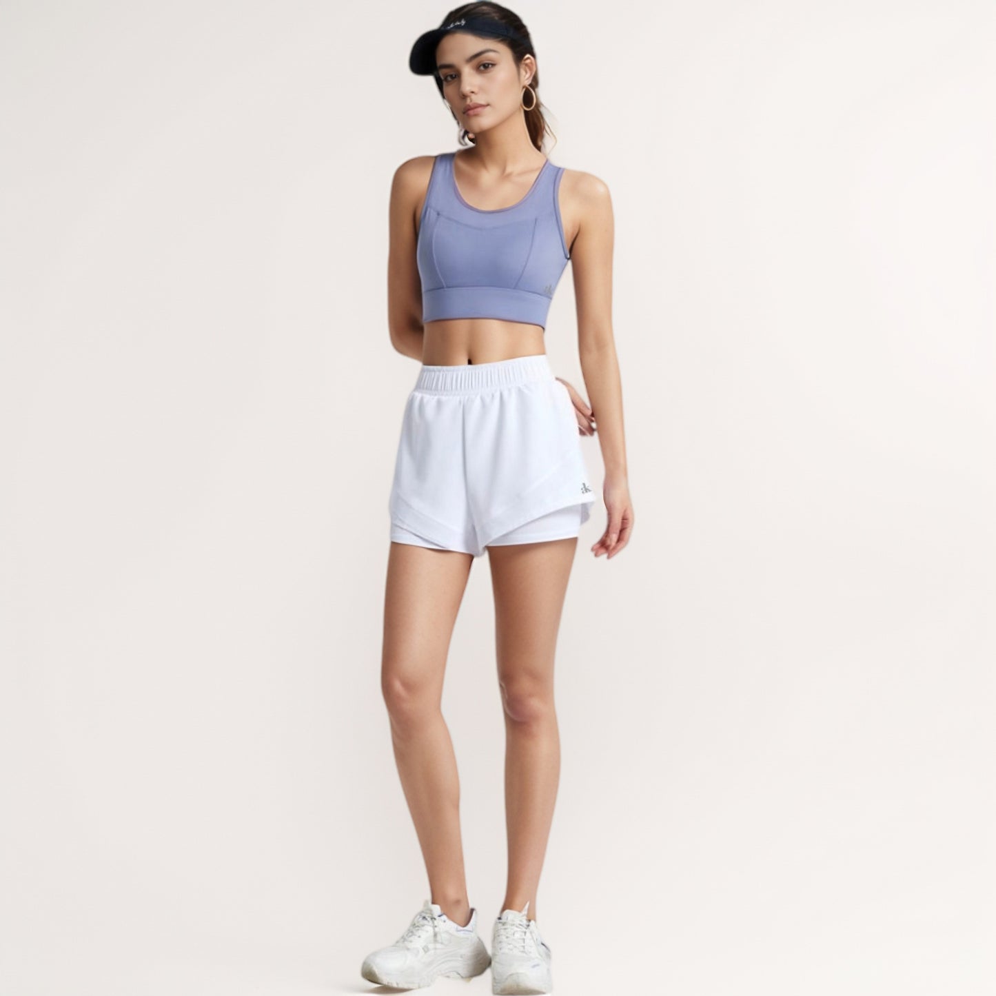 Anna-Kaci Women's High Waist Layered Active Shorts with Inner Compression Liner and Wide Elastic Waistband