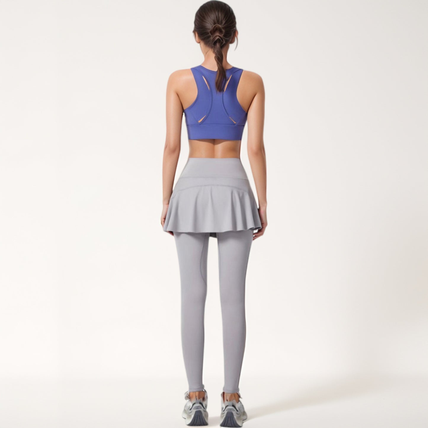 Anna-Kaci Women's High Waist Leggings with Attached Flowy Skirt Overlay for Active and Casual Wear