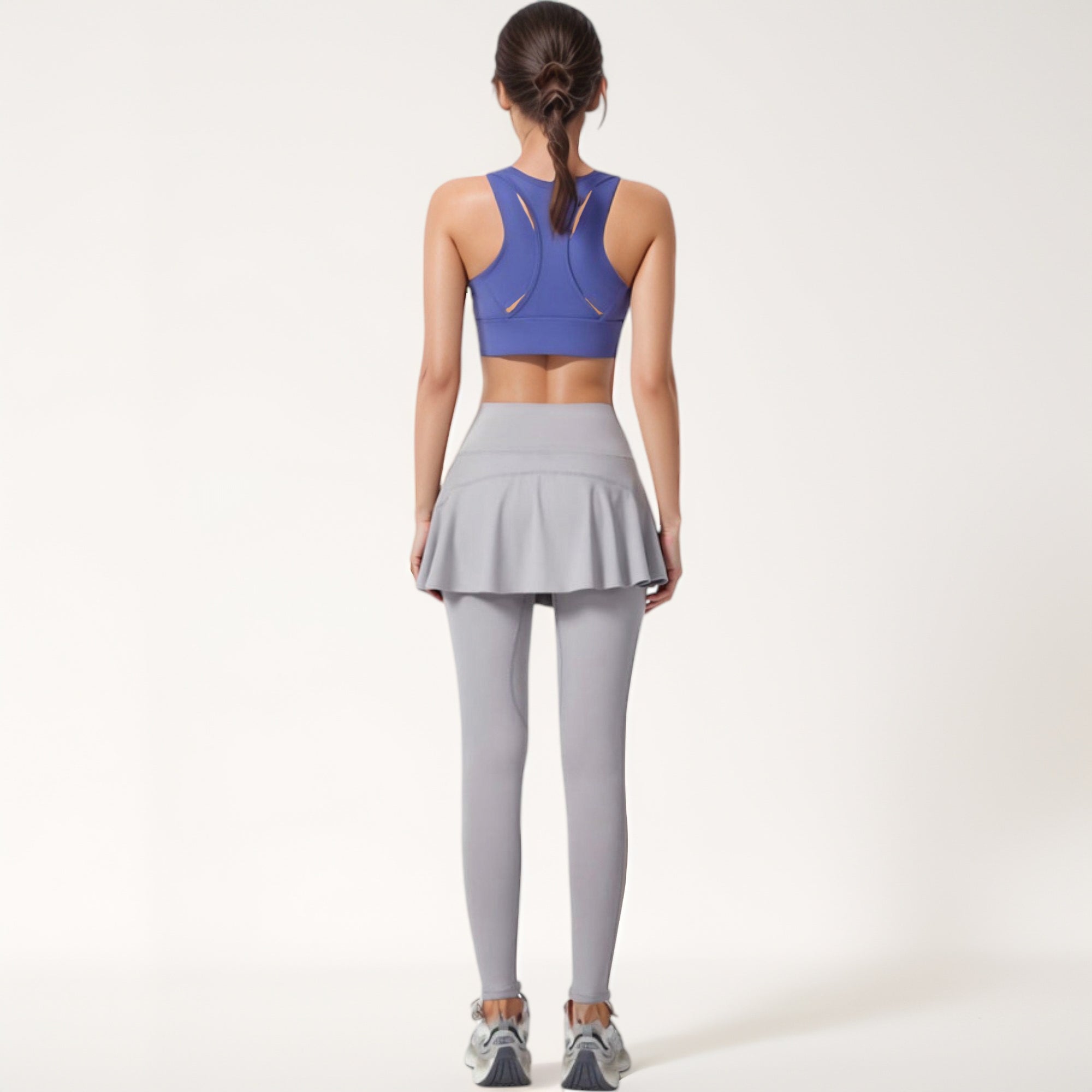 Anna-Kaci Women's High Waist Leggings with Attached Flowy Skirt Overlay for Active and Casual Wear